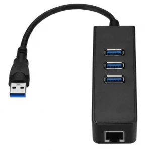 USB 3.0-adapter med 3 portar och Gigabit Ethernet RJ45
