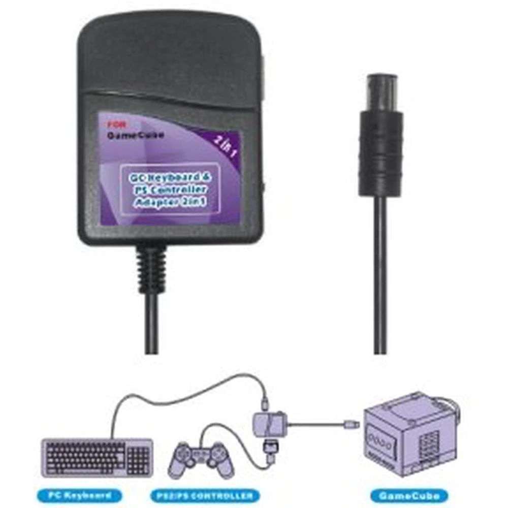 Adapter för tangentbord + handkontroll PS2/PSX till Nintendo GameCube