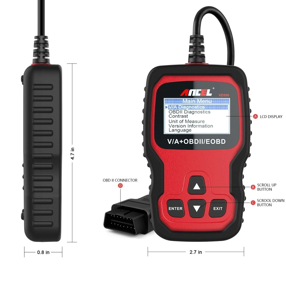 Dispositivo de diagnóstico Ancel VD500 para coches Volkswagen, Audi, Seat y Skoda