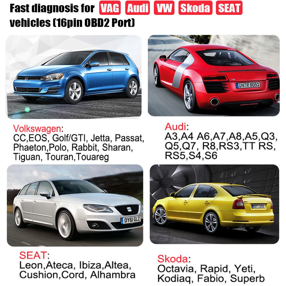 Ancel VD500 OBD2 för VW, Audi, Seat och Skoda - kodläsare