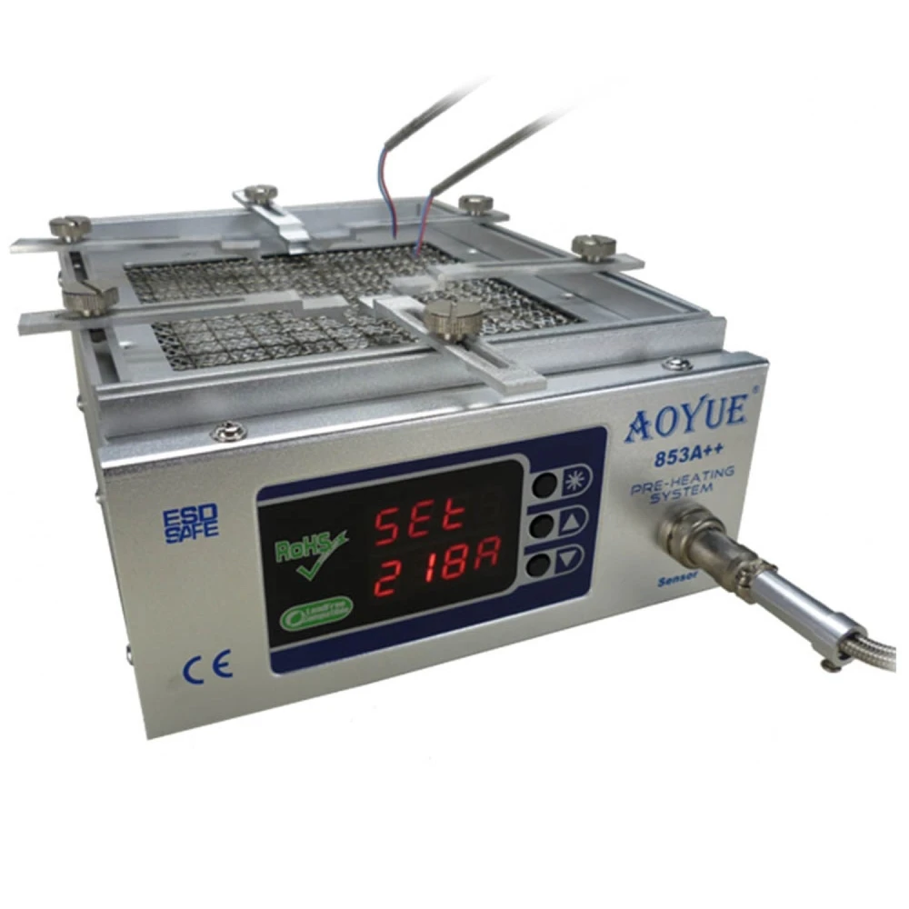 Aoyue 853a++ förvärmningsstation med digital styrning och utdragbart stöd
