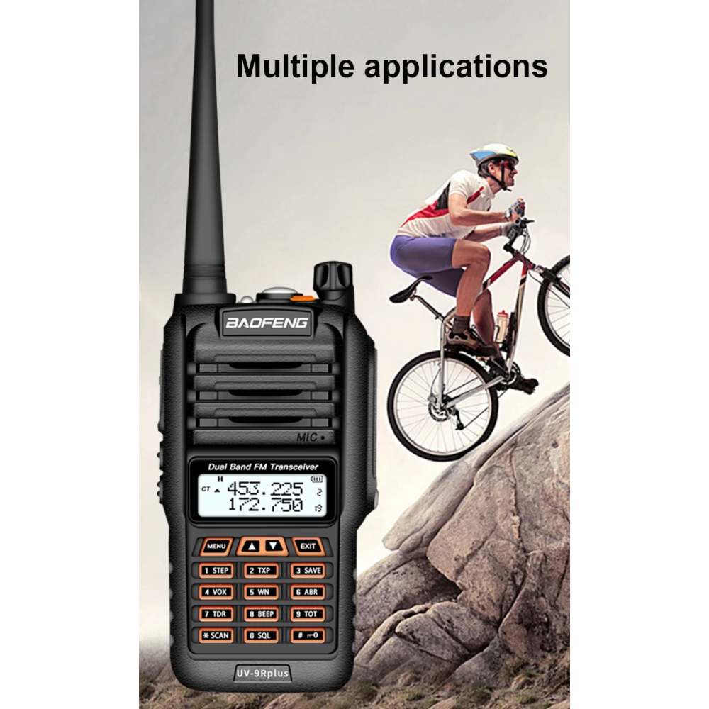 Baofeng UV9R Plus walkie-talkie med lång räckvidd och 160 kanaler