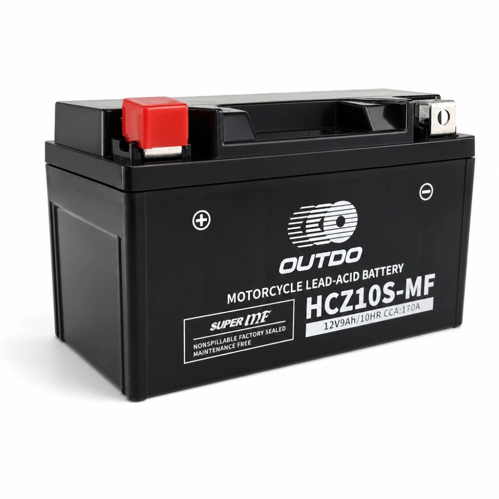Motorcykelbatteri AGM 12V 9Ah OUTDO HCZ10S-MF - Kompatibel Yuasa YTZ10S(-BS) / GTZ10S / ETZ10S