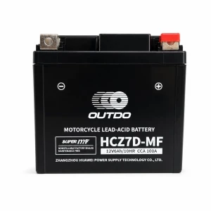 Motorcykelbatteri AGM 12V 6Ah OUTDO HCZ7D-MF - Kompatibel Yuasa YTZ7S-BS / GTZ7S / ETZ7S
