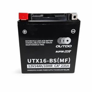 OUTDO Motorcykelbatteri AGM 12V 14Ah OUTDO UTX16-BS(MF) - Kompatibel Yuasa YTX16-BS / GTX16-BS / ETX16-BS / 16-B