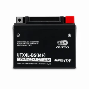 OUTDO Motorcykelbatteri AGM 12V 4Ah OUTDO UTX4L-BS(MF) - Kompatibel Yuasa YTX4L-BS / GTX4L-BS / ETX4L-BS