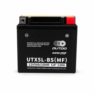 Motorcykelbatteri AGM 12V 5Ah OUTDO UTX5L-BS(MF) - Kompatibel Yuasa YTX5L-BS / GTX5L-BS / ETX5L-BS