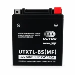 Motorcykelbatteri AGM 12V 7Ah OUTDO UTX7L-BS(MF) - Kompatibel Yuasa YTX7L-BS / GTX7L-BS / ETX7L-BS