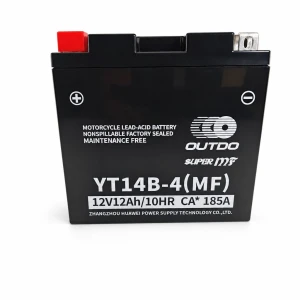 Motorcykelbatteri AGM 12V 12Ah OUTDO YT14B-4(MF) - Kompatibel med Yuasa YT14B-BS / GT14B-BS / GT14B-4 / ETZ14B-BS / ET14B-4