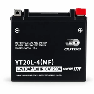 Motorcykelbatteri AGM 12V 18Ah OUTDO YT20L-4(MF) - Kompatibel Yuasa YTX20L-BS / GTX20L-BS / ETX20L-BS / Y50-N18L-A
