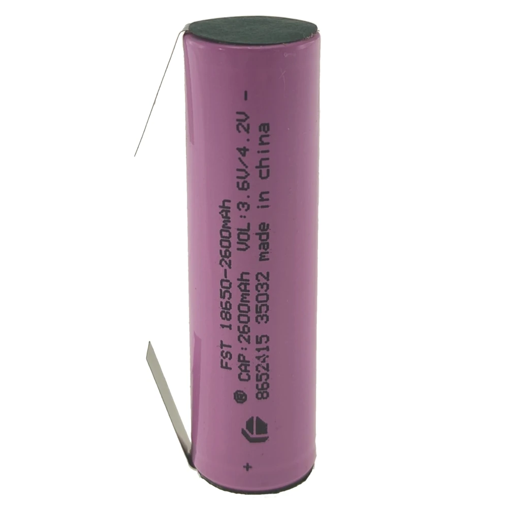 Högkvalitativt uppladdningsbart 18650-batteri 2600mAh 3,7V med lödflik