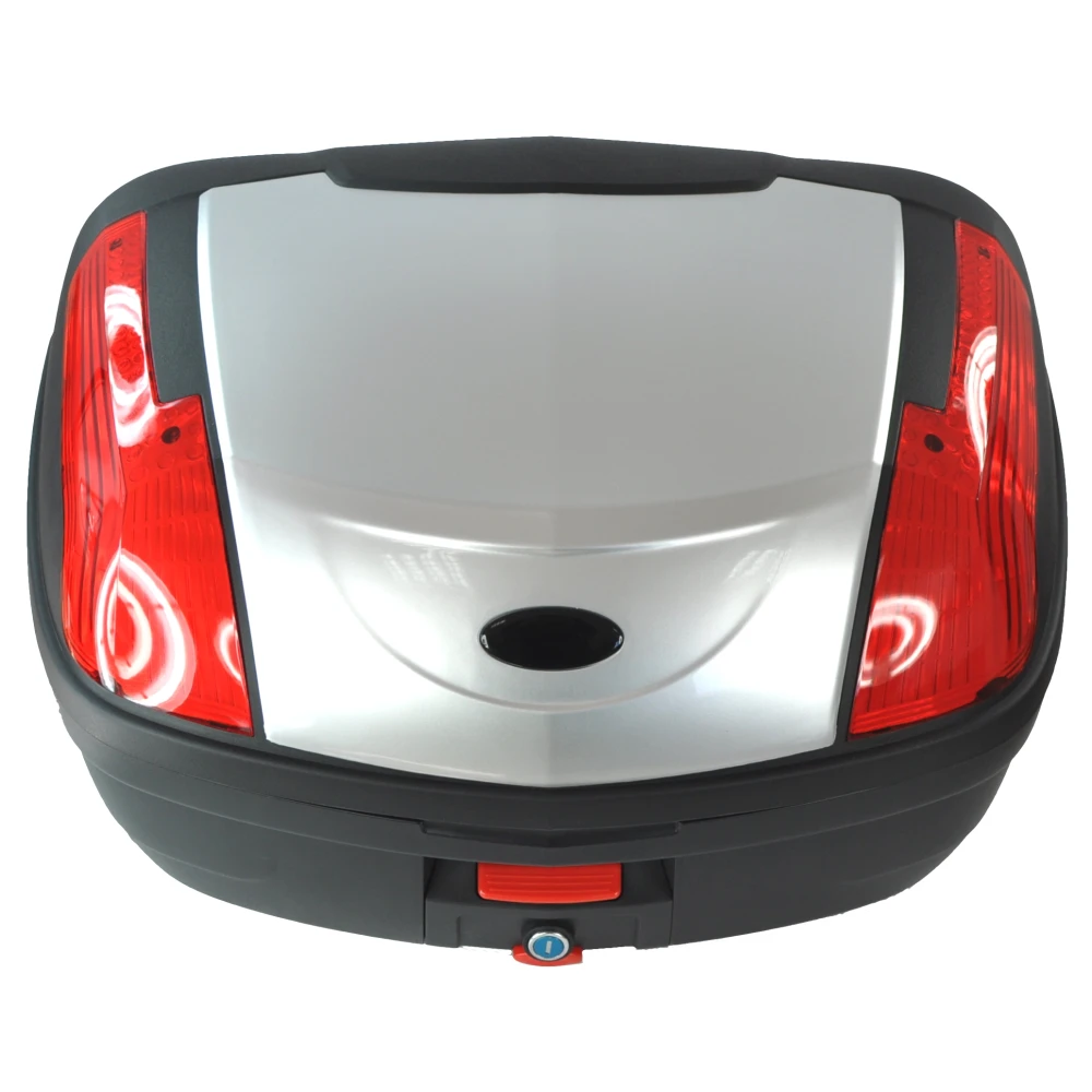 Universell motorcykelbox 46 liter silver - XXL för 2 hjälmar med lås