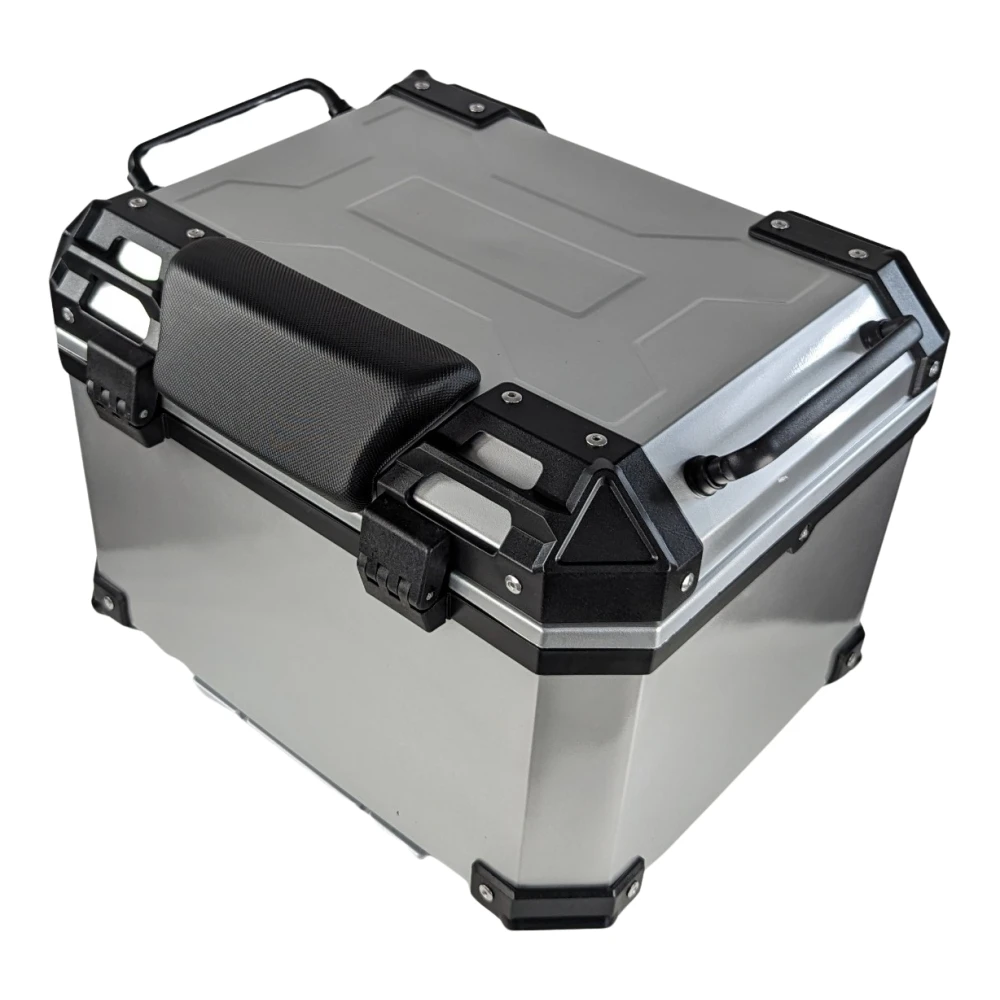 Universell motorcykel topbox 45L silver - fyrkantig hjälmlåda för 1 hjälm