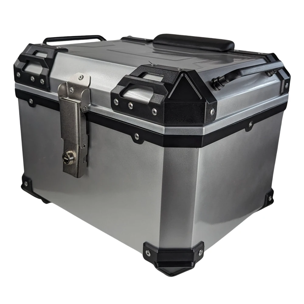 Universell motorcykel topbox 45L silver - fyrkantig hjälmlåda för 1 hjälm