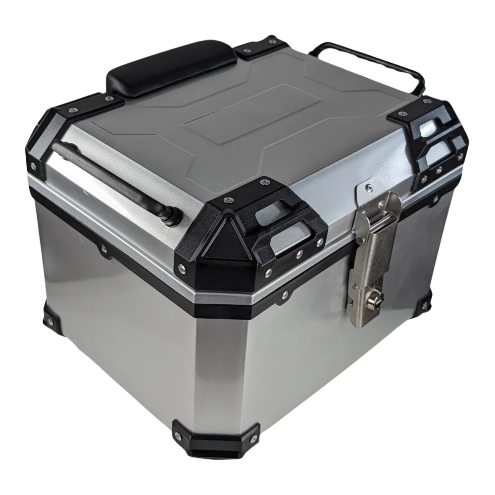 Universell motorcykel topbox 45L silver - fyrkantig hjälmlåda för 1 hjälm