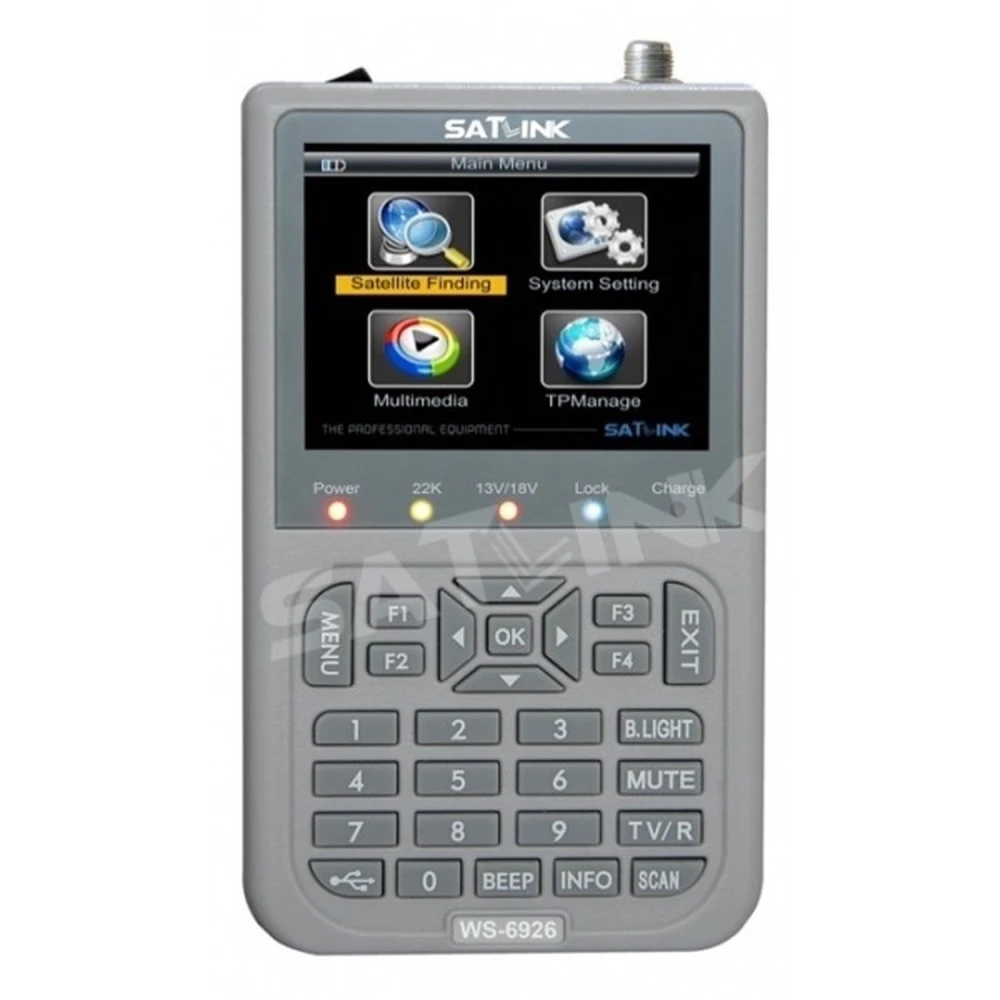 Medidor de señal Satlink WS-6926 HD para TV satélite en uso