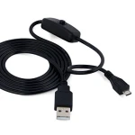 USB A till Micro USB-kabel med strömbrytare för Raspberry Pi 1m svart