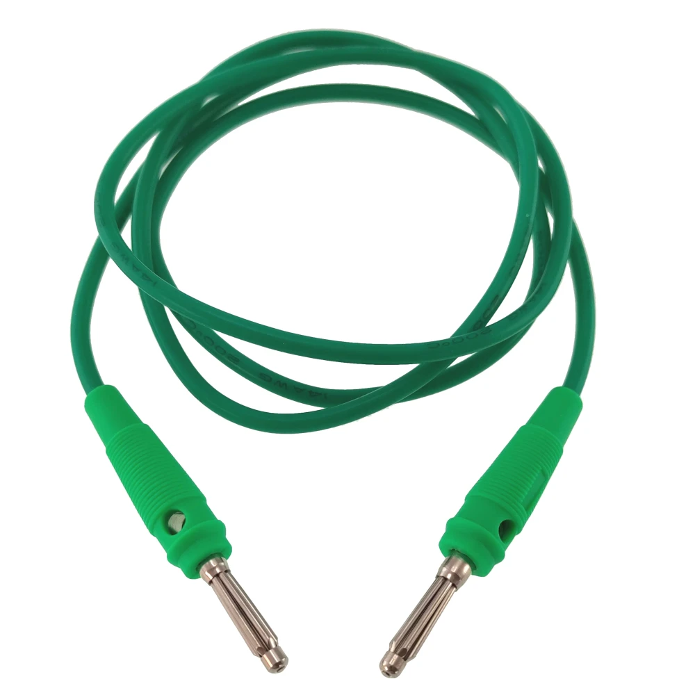 Vista lateral del cable de prueba banana macho a macho 4mm 1m verde