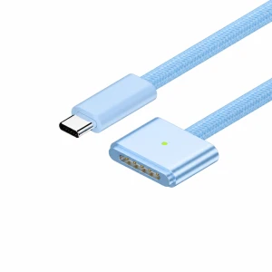 USB-C till MagSafe 3 140W-kabel för MacBook Pro och Air – 2 m flätad, Sky Blue