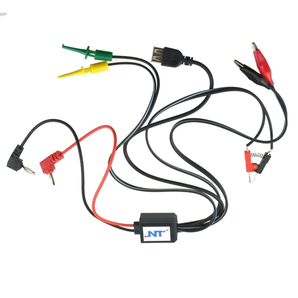 Excel kabel för reglerbar nätaggregat med USB, krokodilklämmor och clips