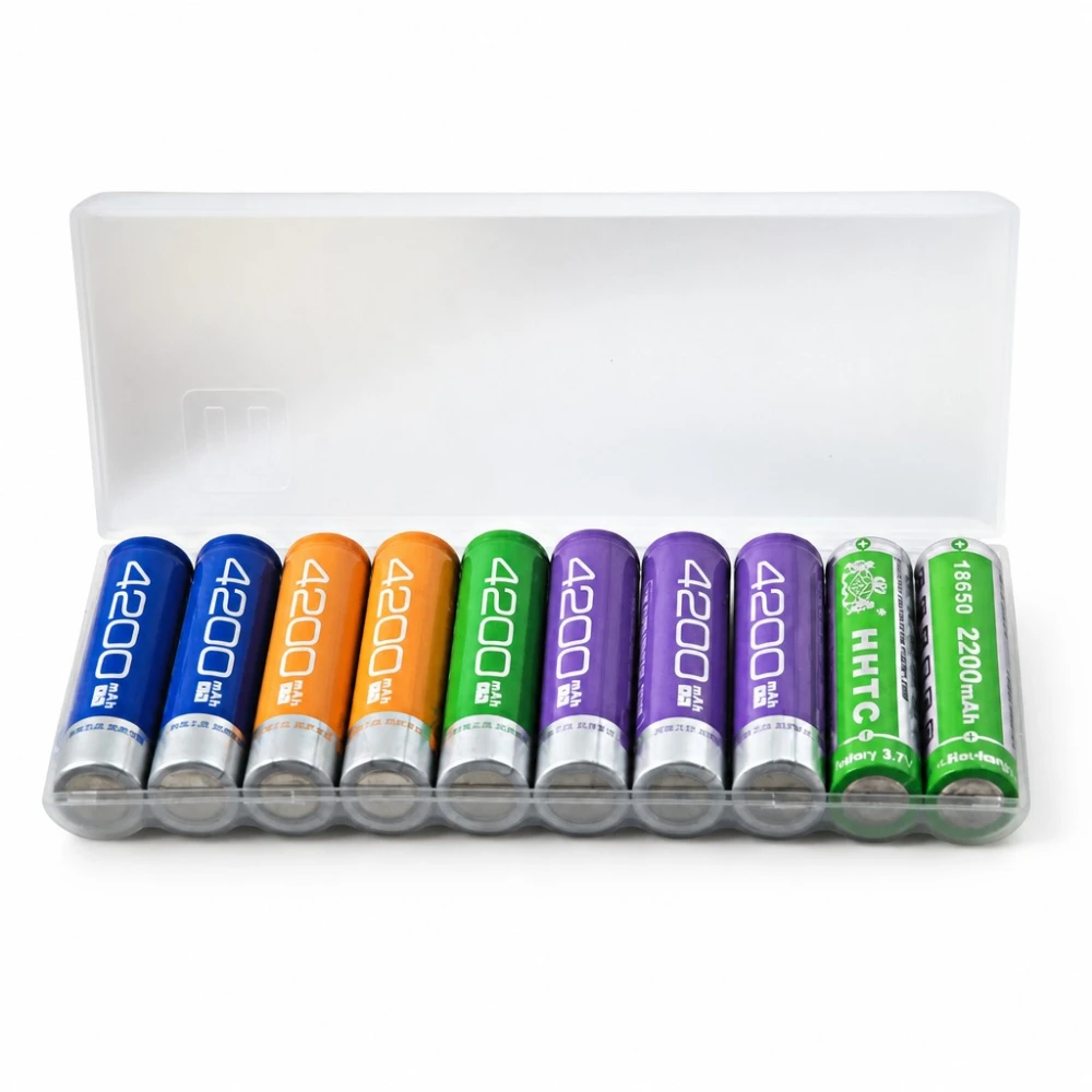 Batterihållarlåda 10× 18650 Transparent Plast Stor Kapacitet