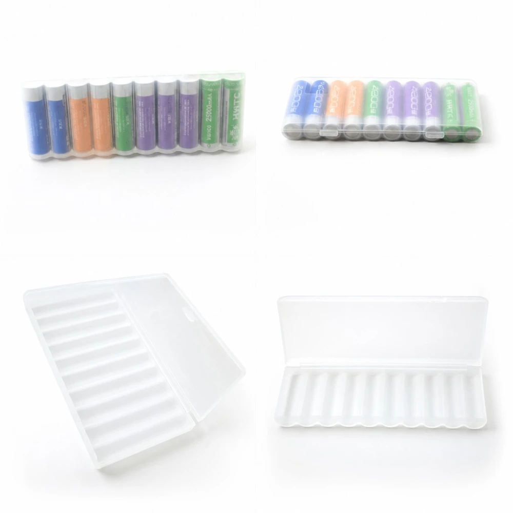 Batterihållarlåda 10× 18650 Transparent Plast Stor Kapacitet