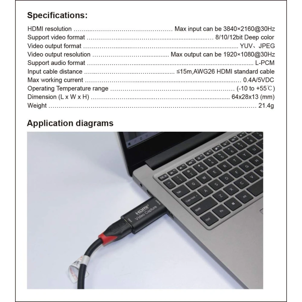 HDMI USB videoinspelningskort 1080P för streaming, gaming och videomöten