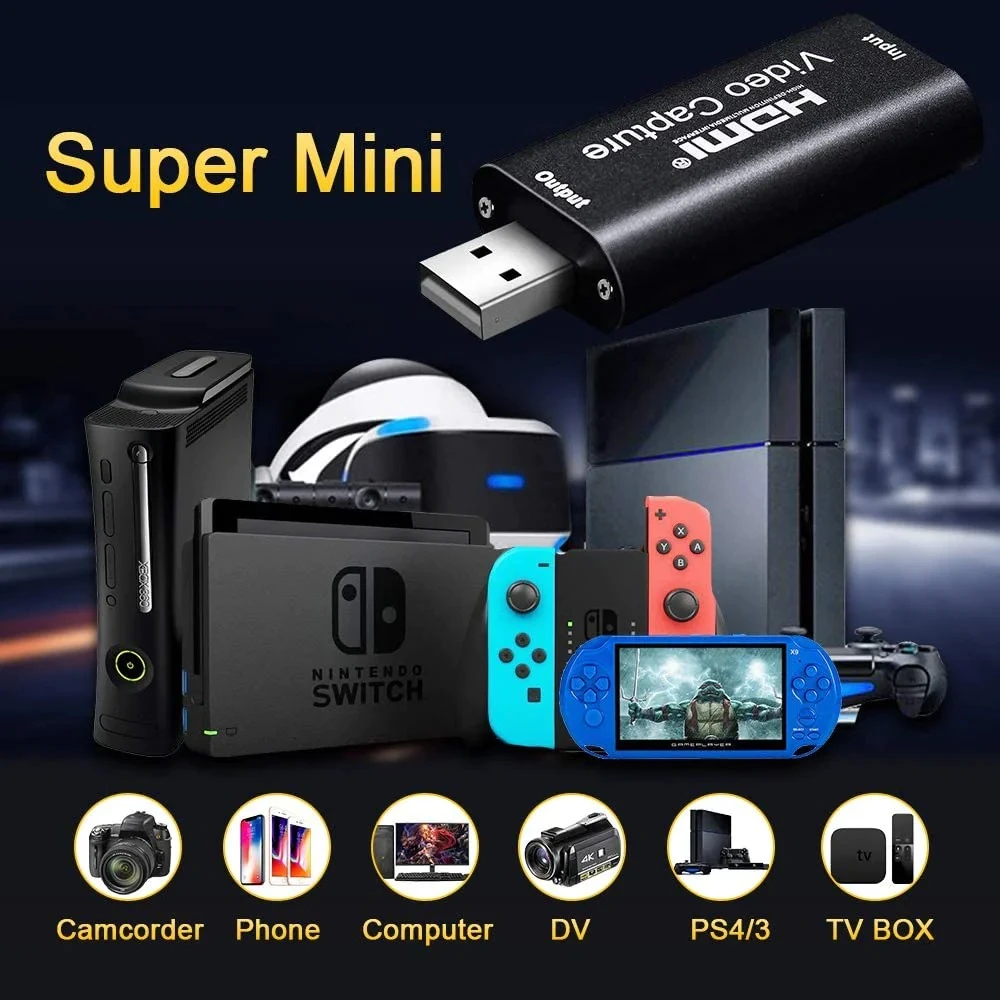 HDMI USB videoinspelningskort 1080P för streaming, gaming och videomöten