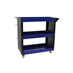 Professionell verkstadsvagn med 3 hyllor, sidobrickor och krokar