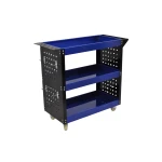 Professionell verkstadsvagn med 3 hyllor, sidobrickor och krokar