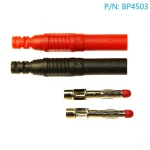 Conectores banana macho 4mm rectos BP4503 rojo y negro en detalle