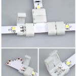 Detalle del conector Tipo T para tira LED RGB 5050 10mm 4 pin