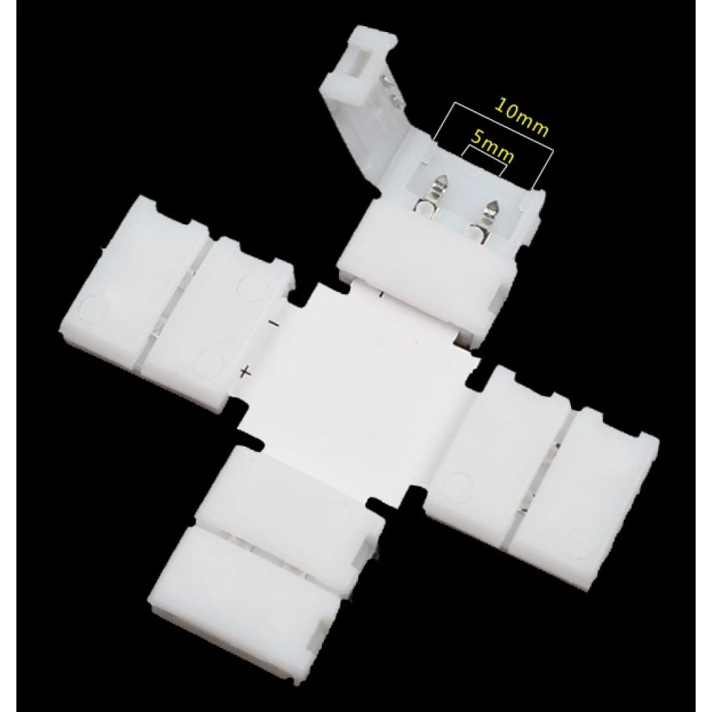 LED-klämkontakter X-form 10mm 2-pin 5050 RGB för LED-remsor