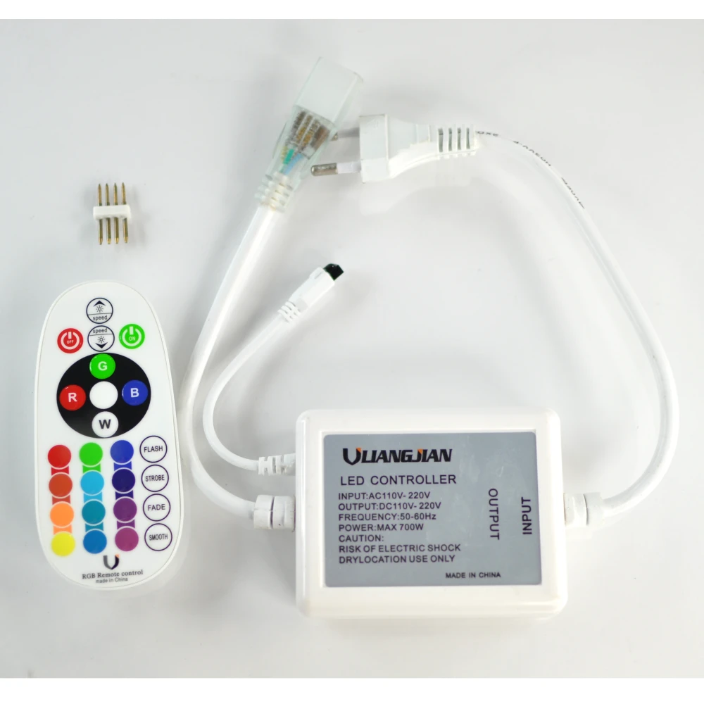 RGB LED-listkontroller 220V med dimmer och IR-fjärr 24 knappar