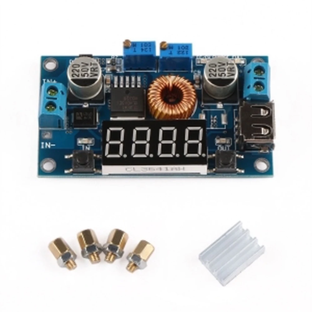 Justerbar DC-DC-omvandlare 5A 1.25V-32V med volt- och amperemeter satkit
