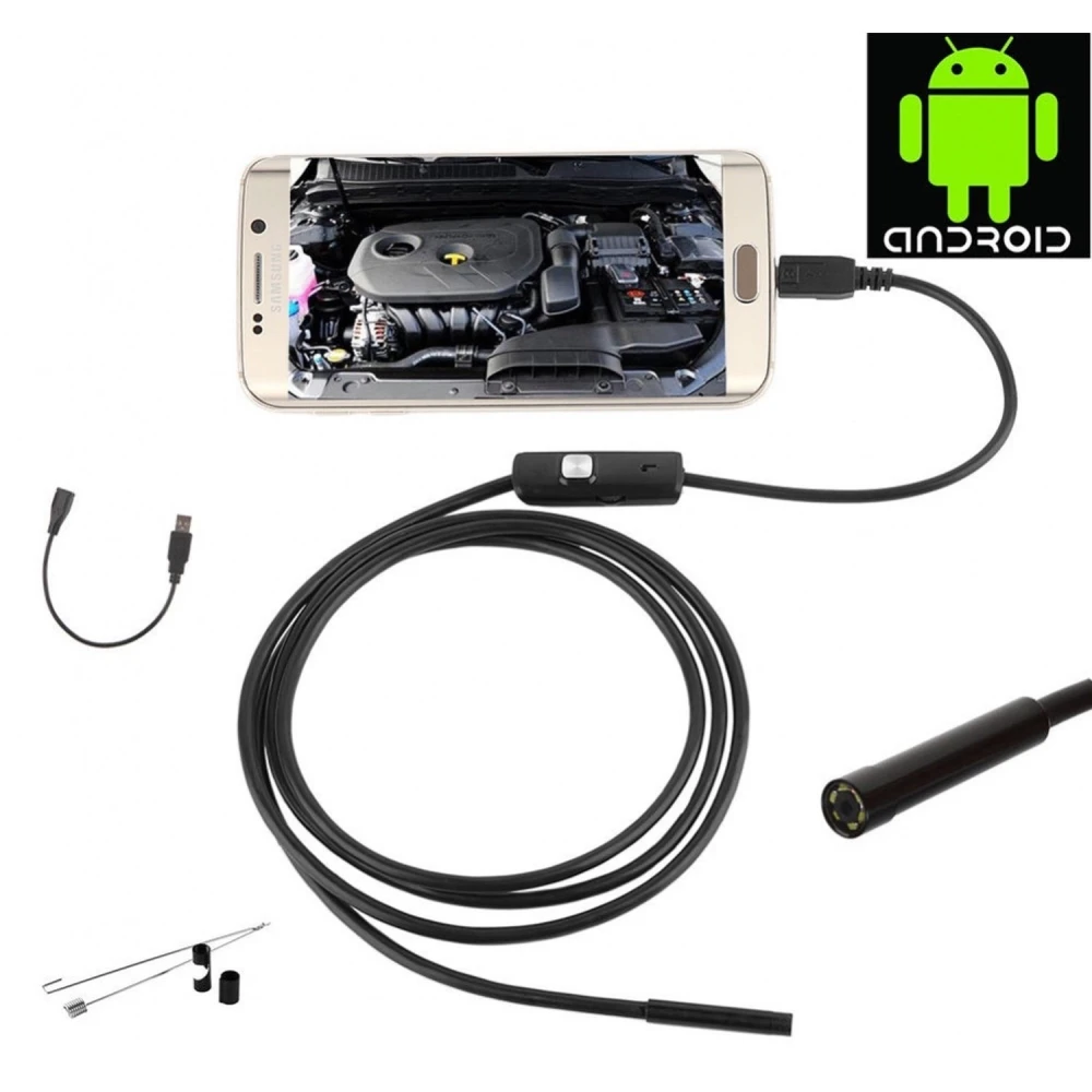 Endoscopio flexible para móvil Android con luz LED y cable de 1 metro