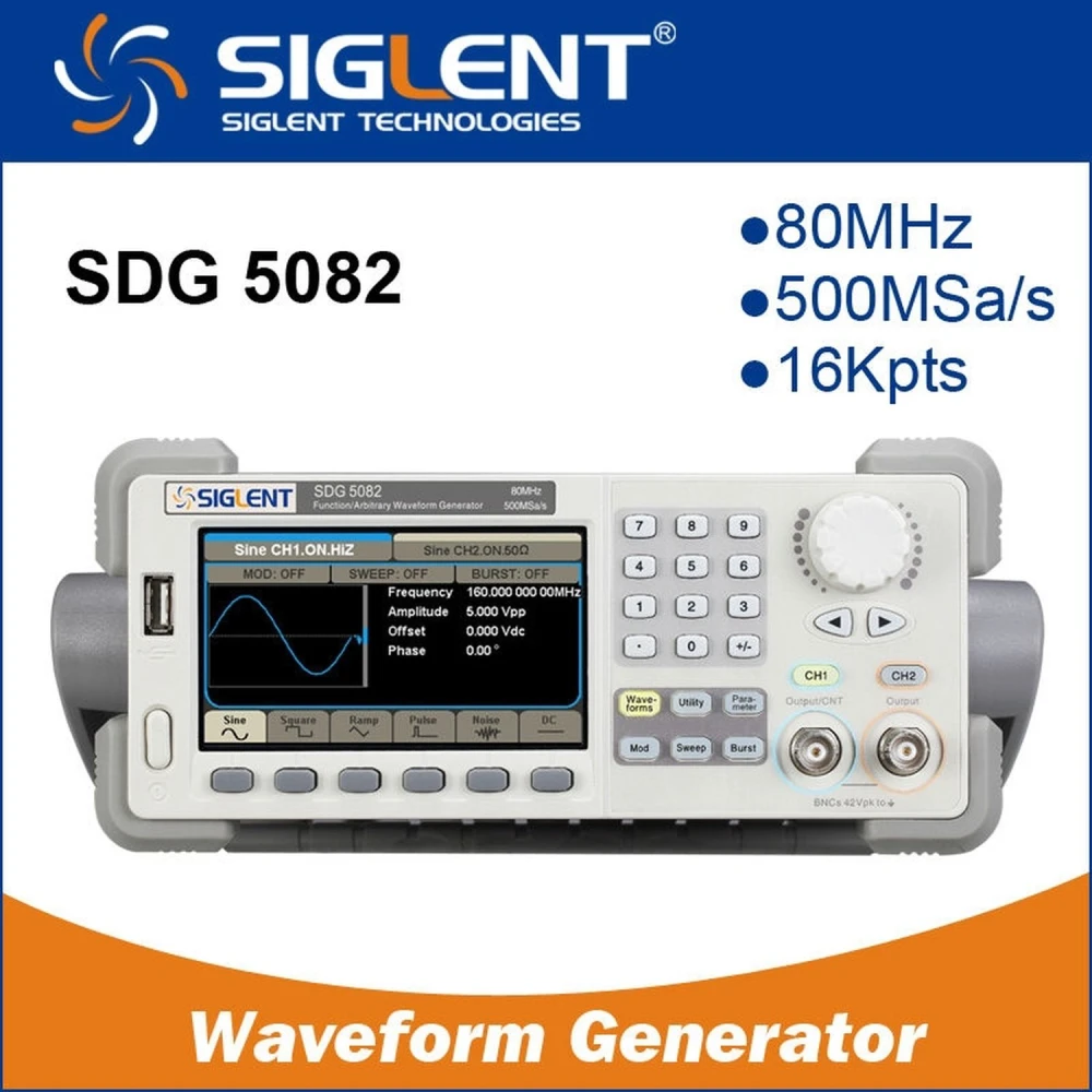 Siglent SDG5082 godtycklig funktionsgenerator 80MHz med dubbla utgångar