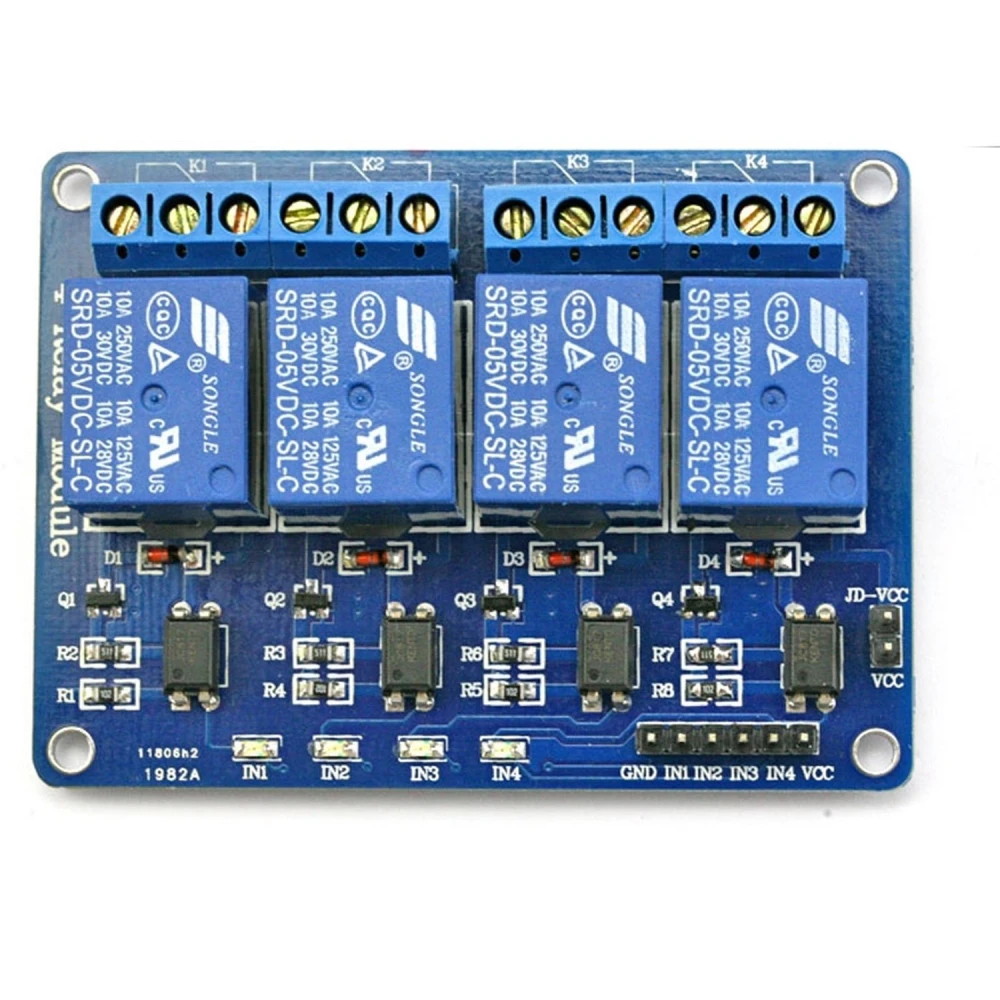 Kompatibelt kit med 4 reläer 5V för Arduino - 4 kanaler