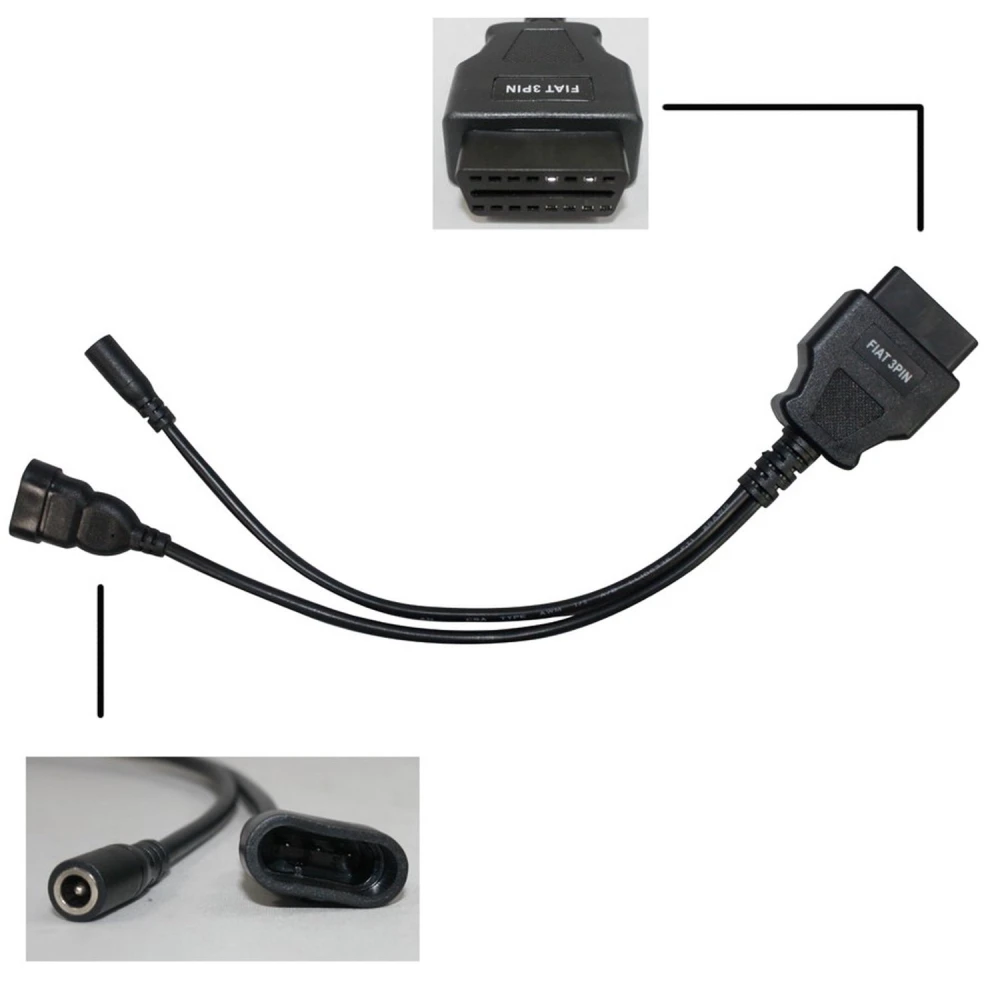Kit cables OBDII profesional para coche Konnwei mostrando variedad de conectores