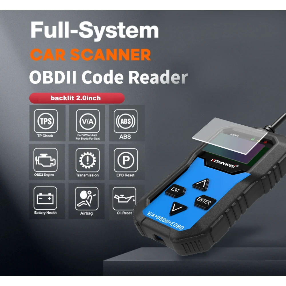 Konnwei KW350 diagnosverktyg för fullständig systemdiagnos