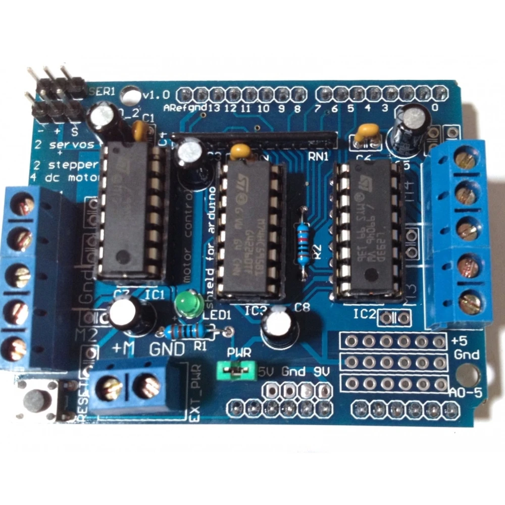 L293d Arduino Shield-drivrutin för styrning och expansion av DC- och stegmotorer