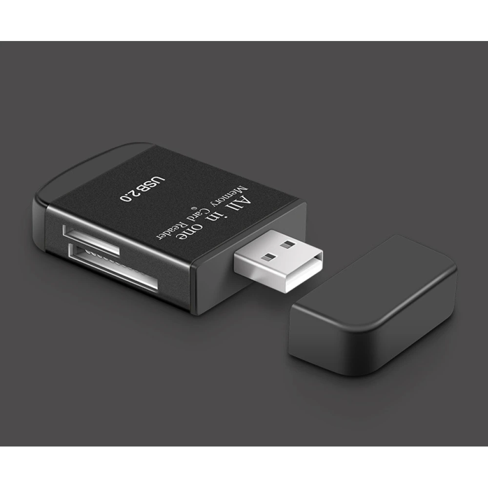 Allt-i-ett USB 2.0 minneskortläsare för Micro SD, MMC, SDHC, TF och M2