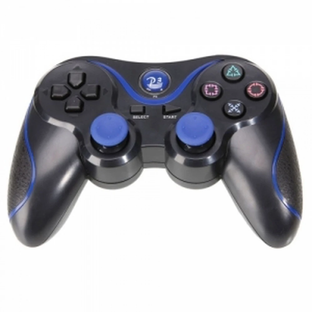 Kompatibel DualShock 3-handkontroll PS3 Bluetooth svart blå Sixaxis