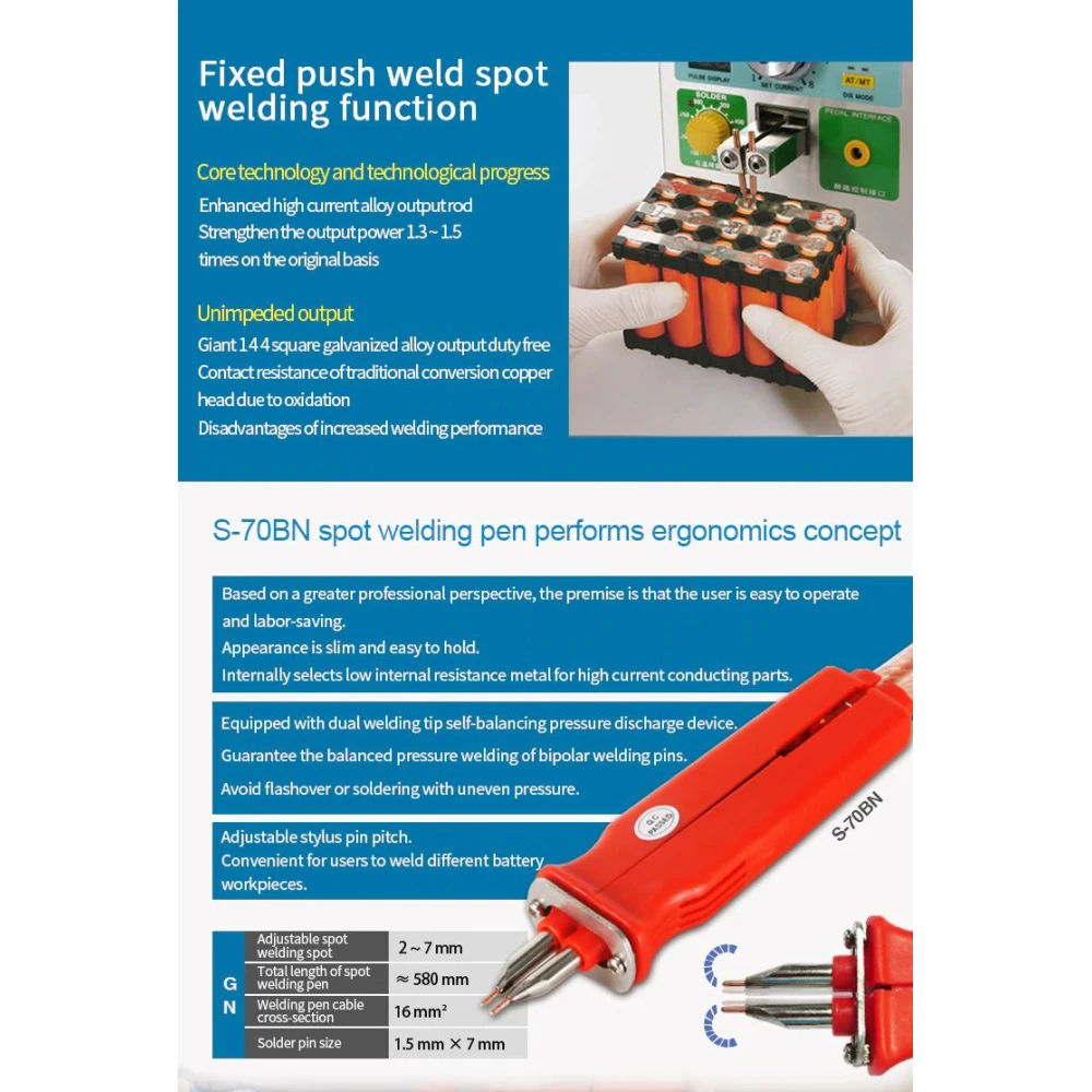 Sunkko 709AD+ punktsvets 220V med lödkolv för 18650-batteri