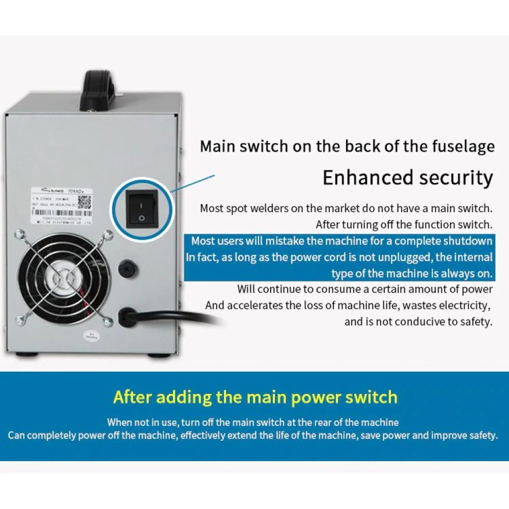 Sunkko 709AD+ punktsvets 220V med lödkolv för 18650-batteri