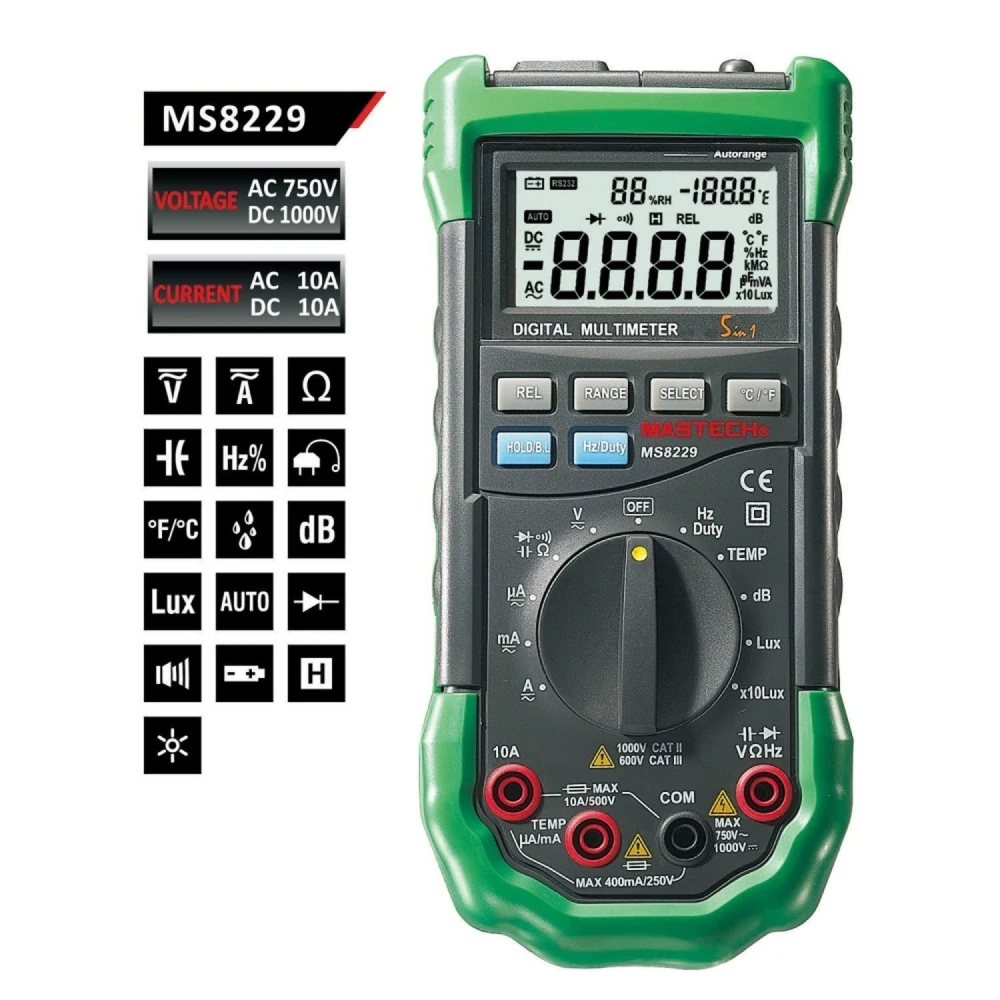 Mastech MS8229 multimeter 5-i-1: exakt och multifunktionell mätning