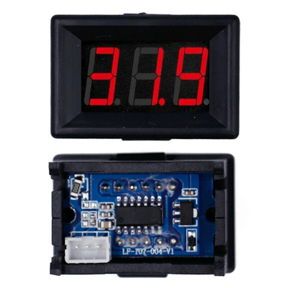 Mini digital voltmeter 3,5V-30V med röd LED-indikator för batterier, infälld