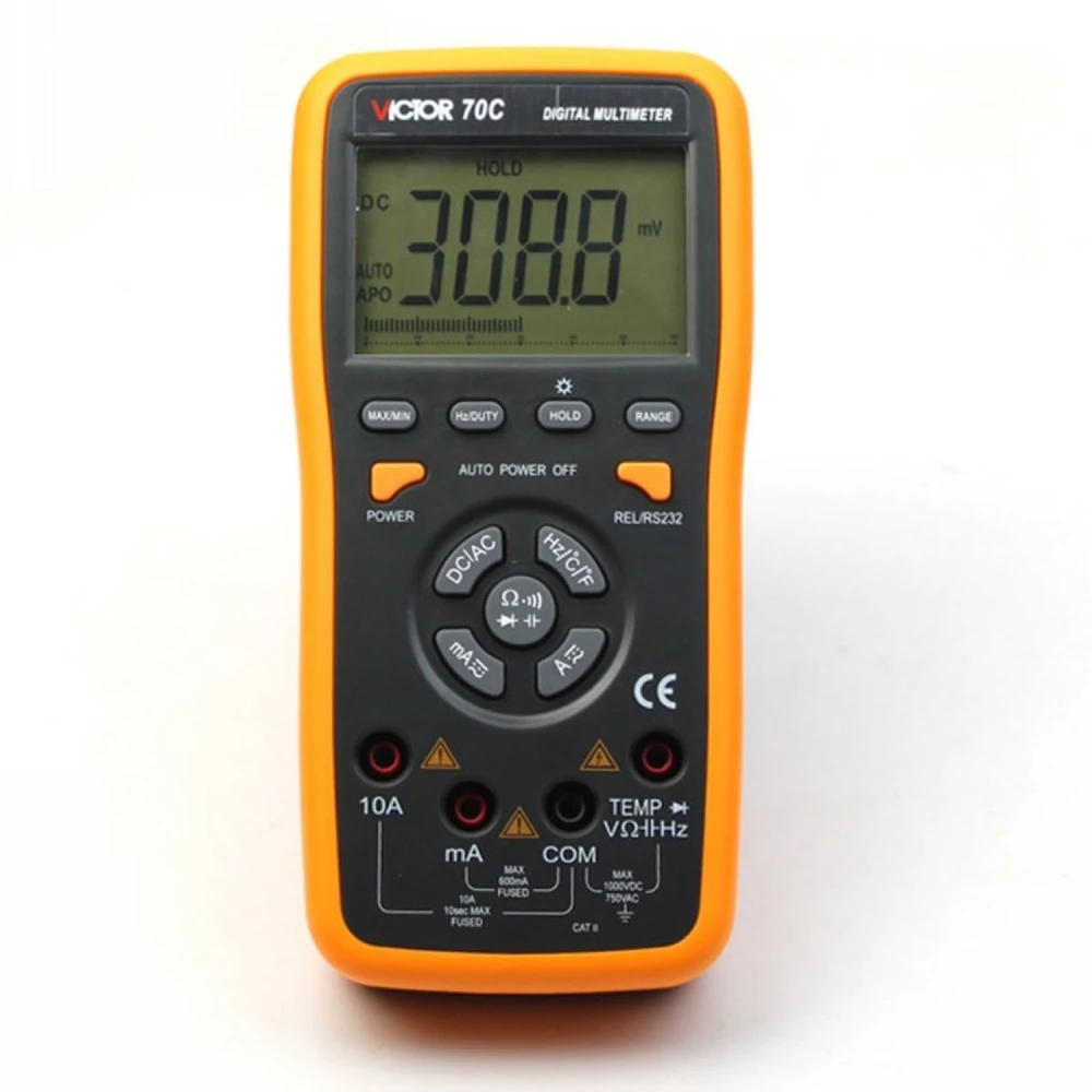Digital multimeter med autorange Victor 70C och USB till PC för precisa mätningar