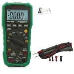 Vista frontal del multímetro digital Mastech MS8150A mostrando su pantalla y controles