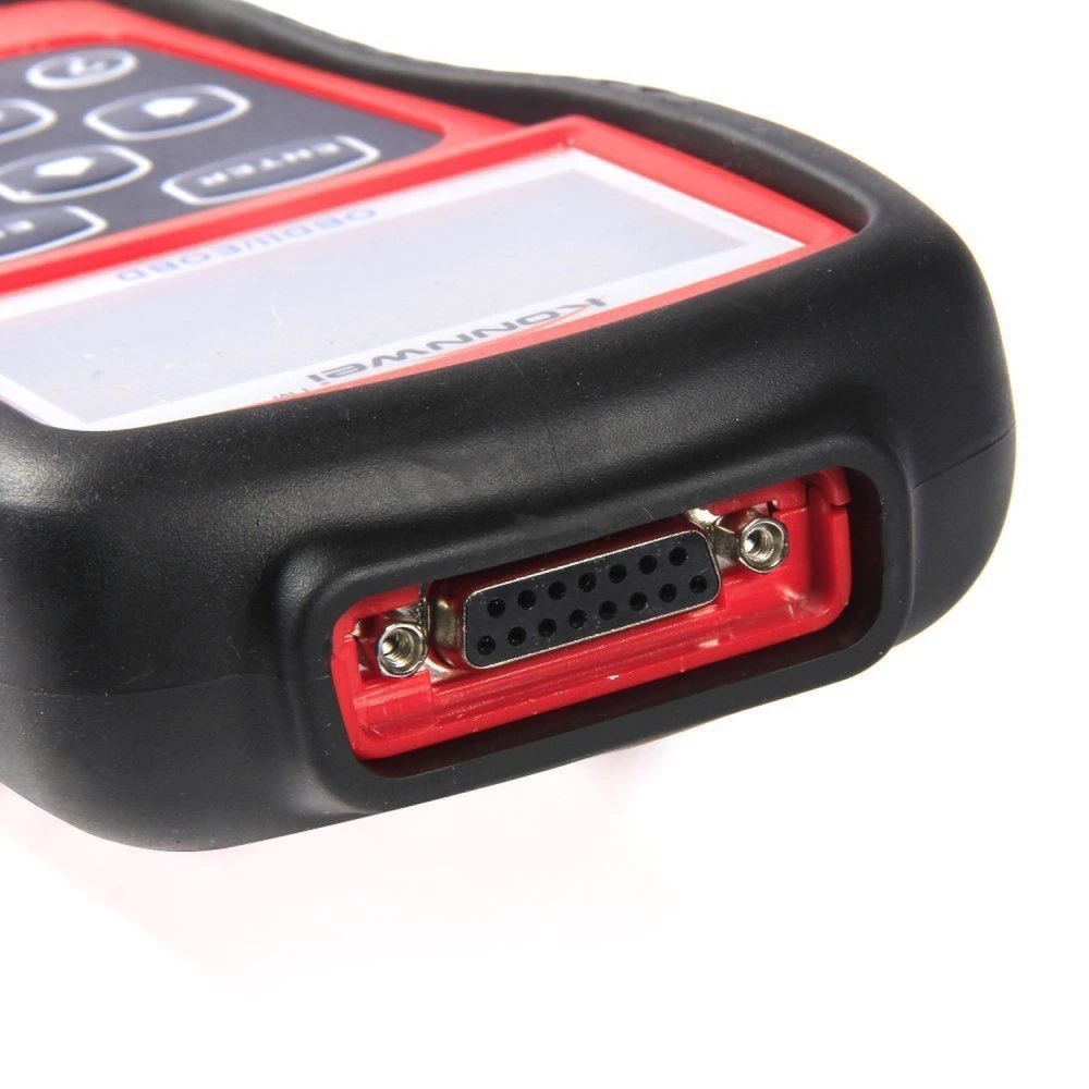 Vista del cable OBD II de 6 pies incluido con el escáner KW808